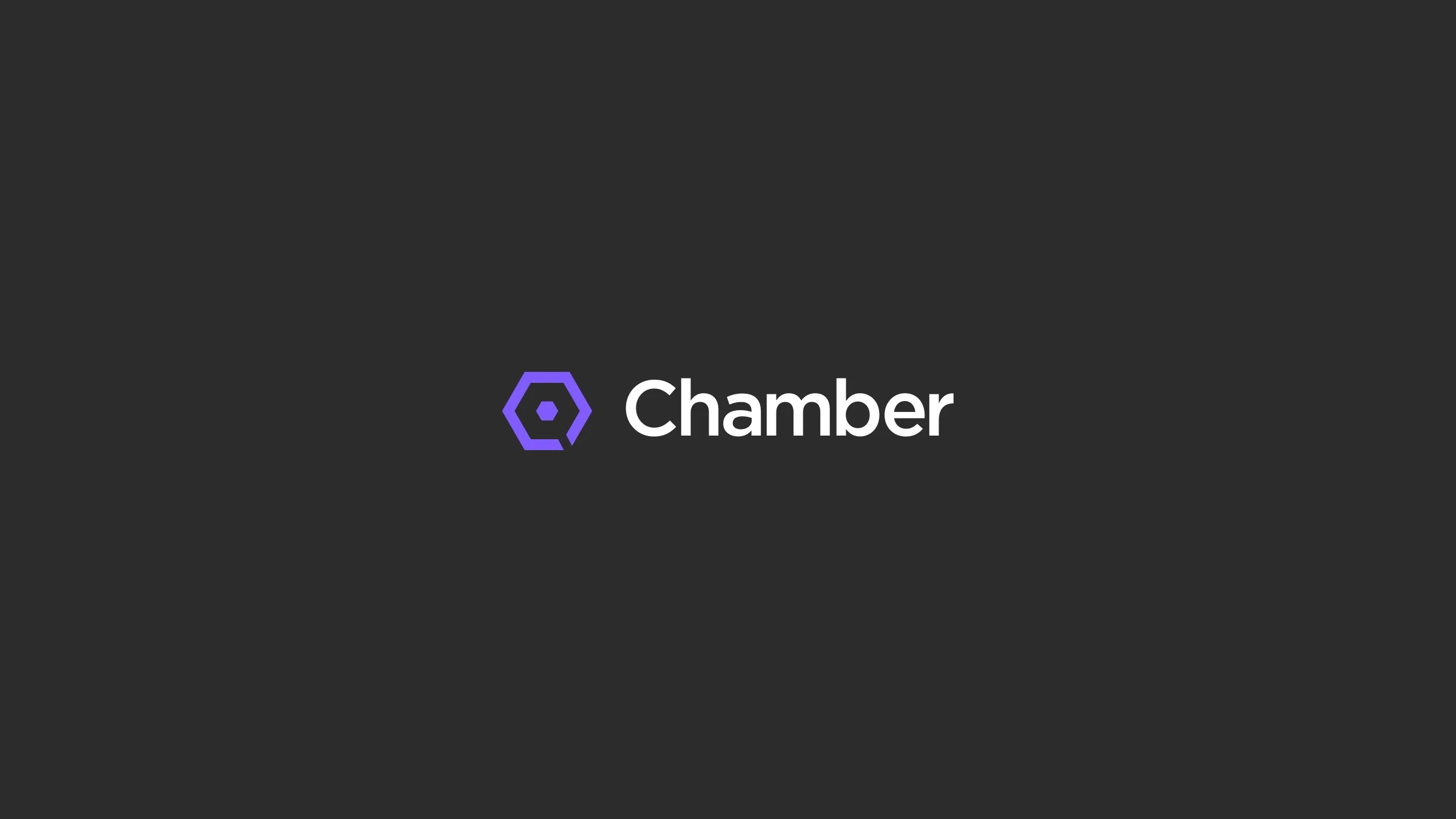 Purple geometric Chamber symbol beside a white wordmark